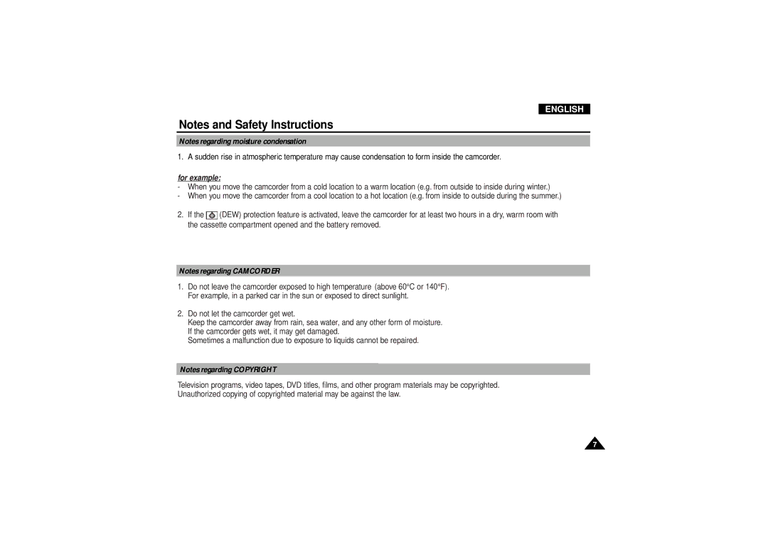 Samsung VP D 130 i manual For example 