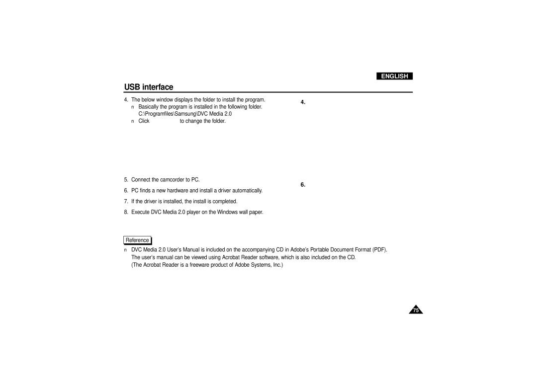 Samsung VP D 130 i manual USB interface 