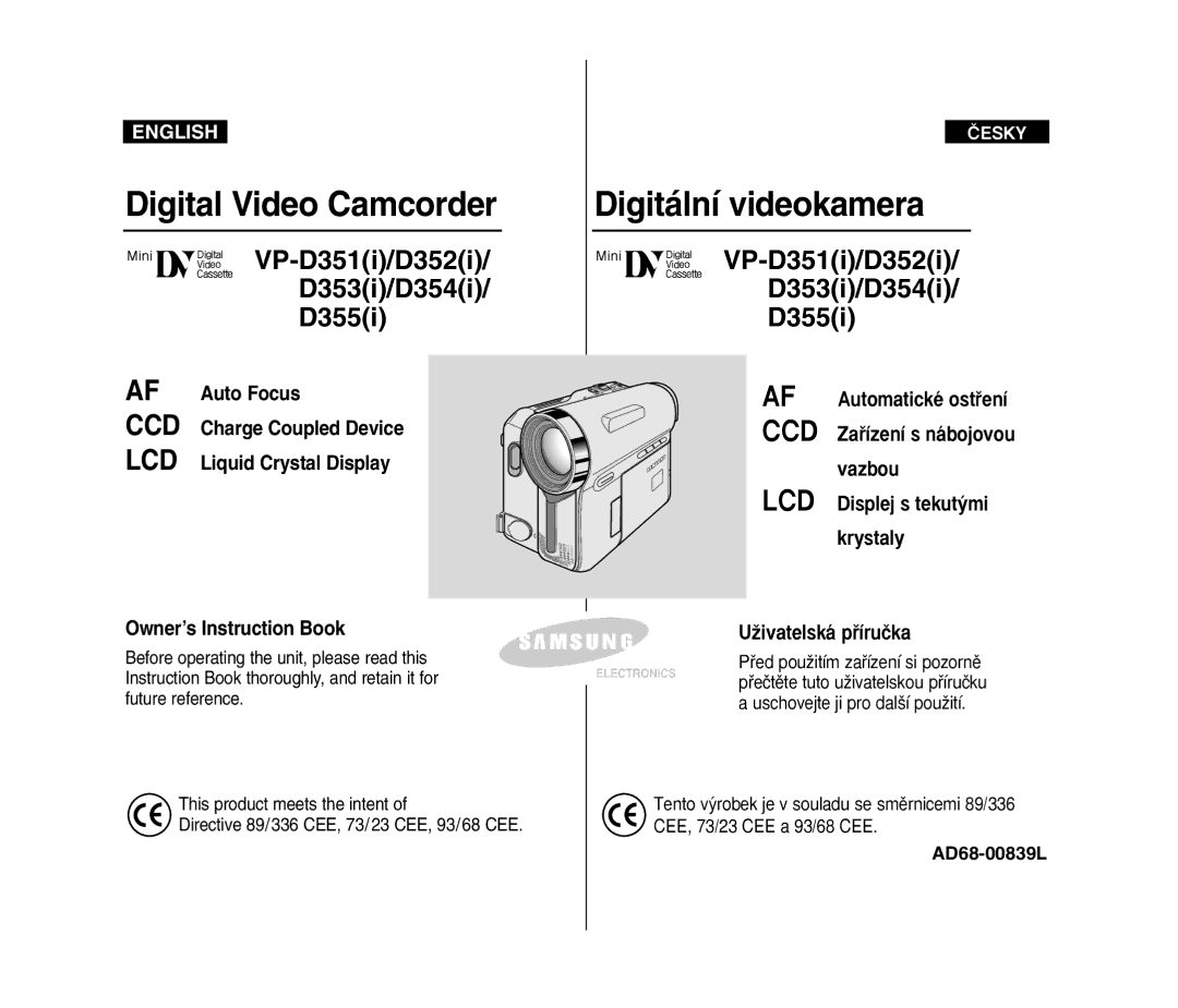 Samsung VP D 352 i manual Digital Video Camcorder 