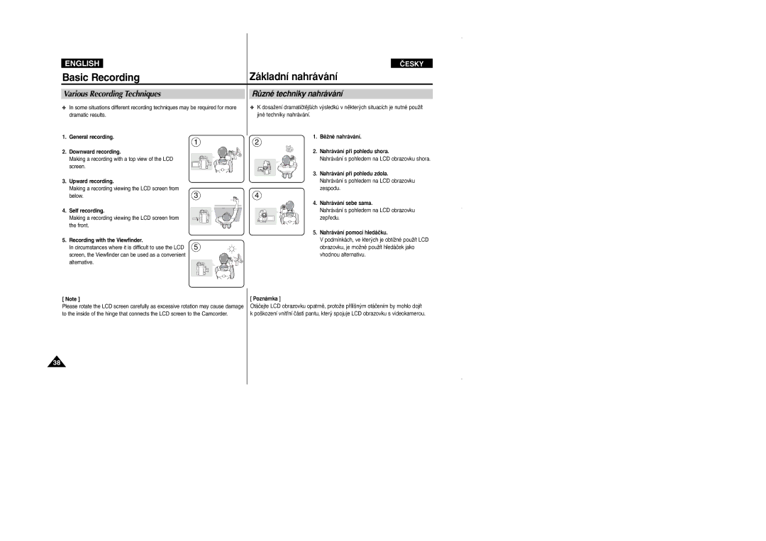 Samsung VP D 352 i manual Various Recording Techniques, RÛzné techniky nahrávání 