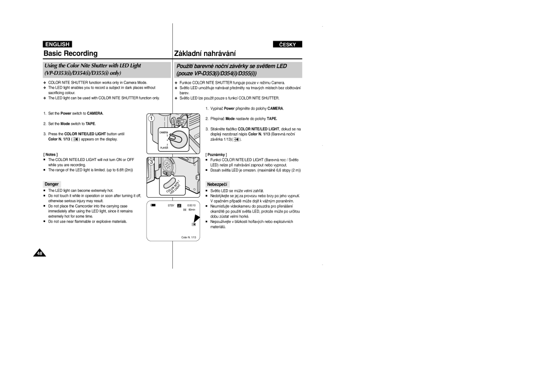 Samsung VP D 352 i manual Nebezpeãí 