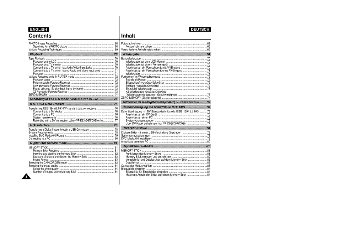 Samsung VP D 93 i manual Playback, X2-Wiedergabe vorwärts/rückwärts 