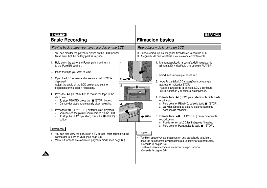 Samsung VP-D10i, VP-D15i, VP-D11i manual Player, Stop 