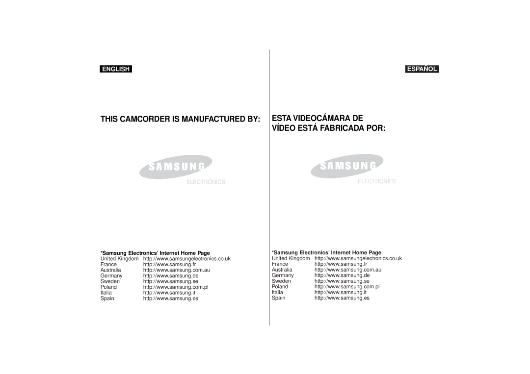 Samsung VP-D10i, VP-D15i, VP-D11i manual This Camcorder is Manufactured by, Samsung Electronics’ Internet Home 