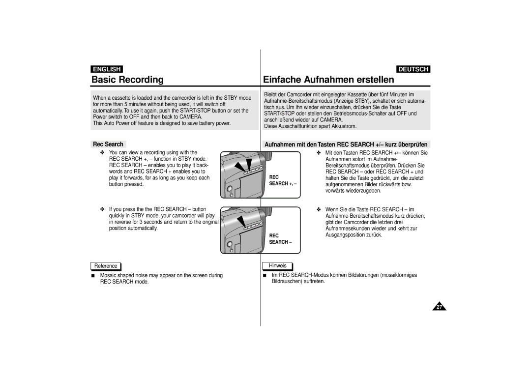 Samsung VP-D10i, VP-D11i, VP-D15i, VP-D10, VP-D11, VP-D15 manual Power switch to OFF and then back to Camera 