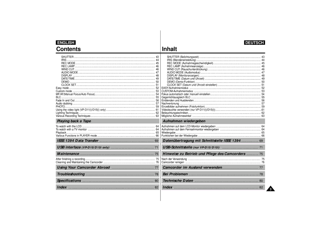 Samsung VP-D10i, VP-D11i, VP-D15i, VP-D10, VP-D11, VP-D15 manual Playing back a Tape Aufnahmen wiedergeben, Clock SET 