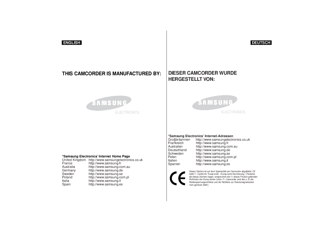 Samsung VP-D10i, VP-D11i, VP-D15i, VP-D10, VP-D11, VP-D15 manual Samsung Electronics’ Internet Home 