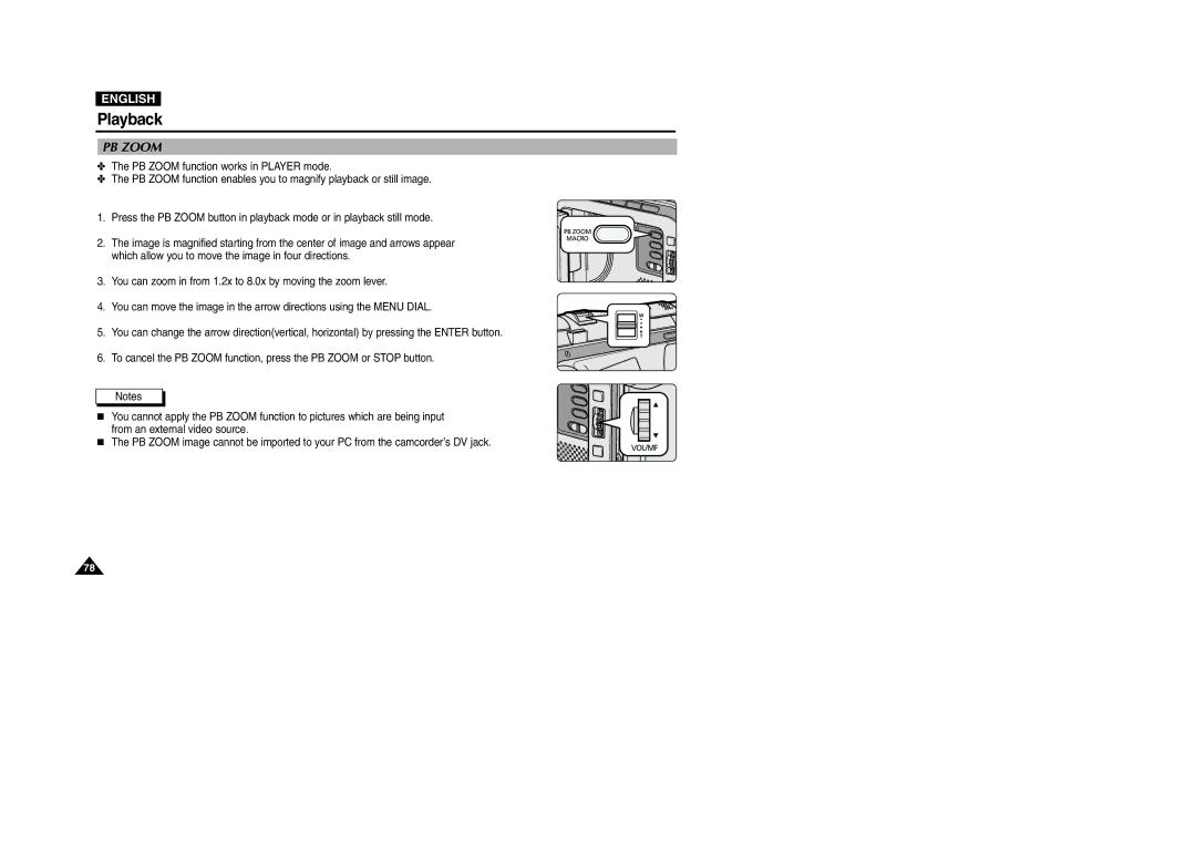 Samsung D105(i), VP-D101(i), D103(i), D102D(i) manual PB Zoom 