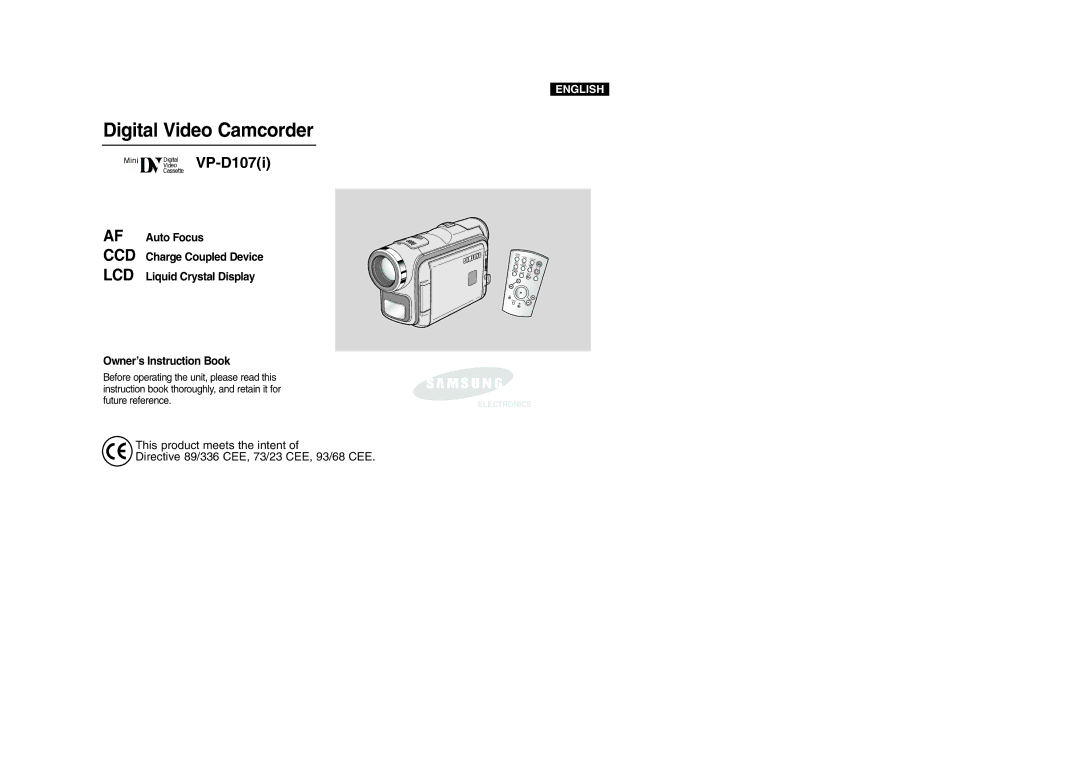 Samsung VP-D107I manual Digital Video Camcorder, VP-D107i 