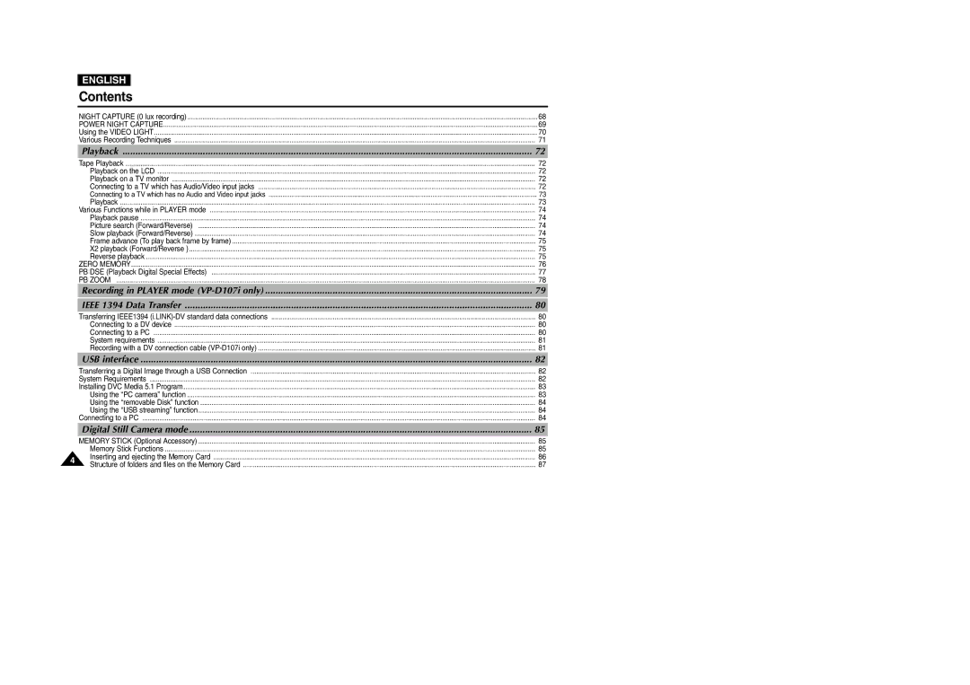 Samsung VP-D107I manual Playback 