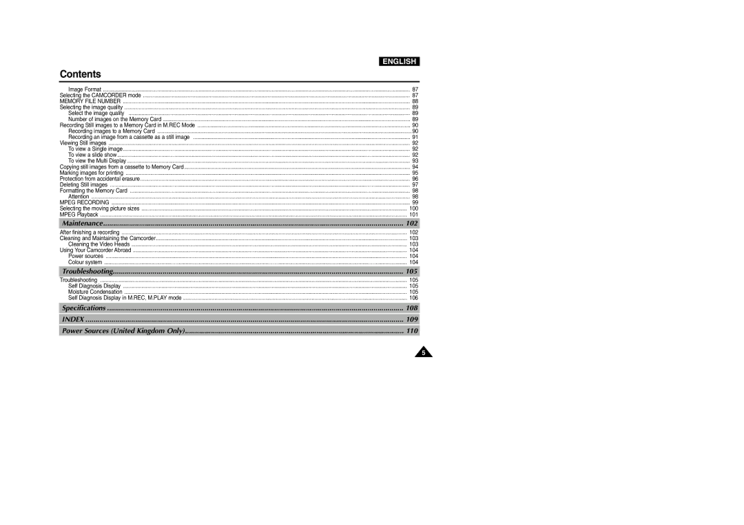 Samsung VP-D107I manual 108 