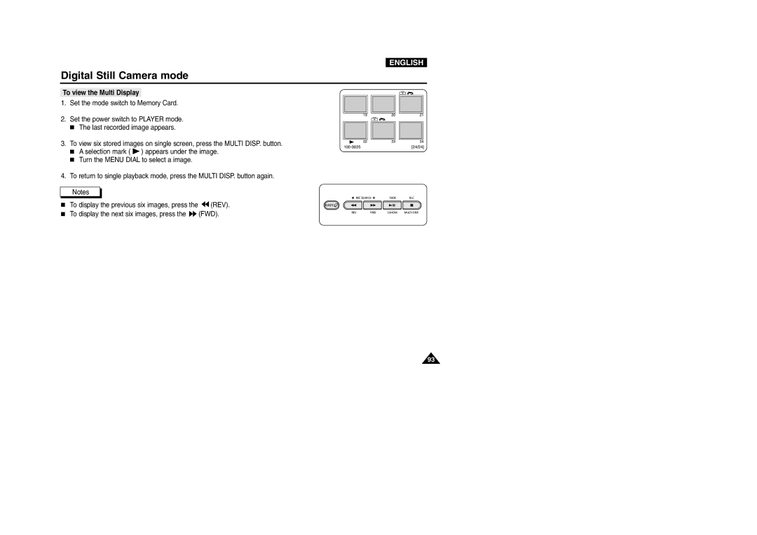 Samsung VP-D107I manual To view the Multi Display 