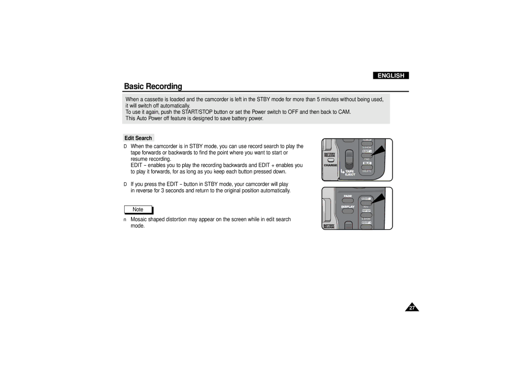 Samsung VP-D190MSI manual Edit Search 