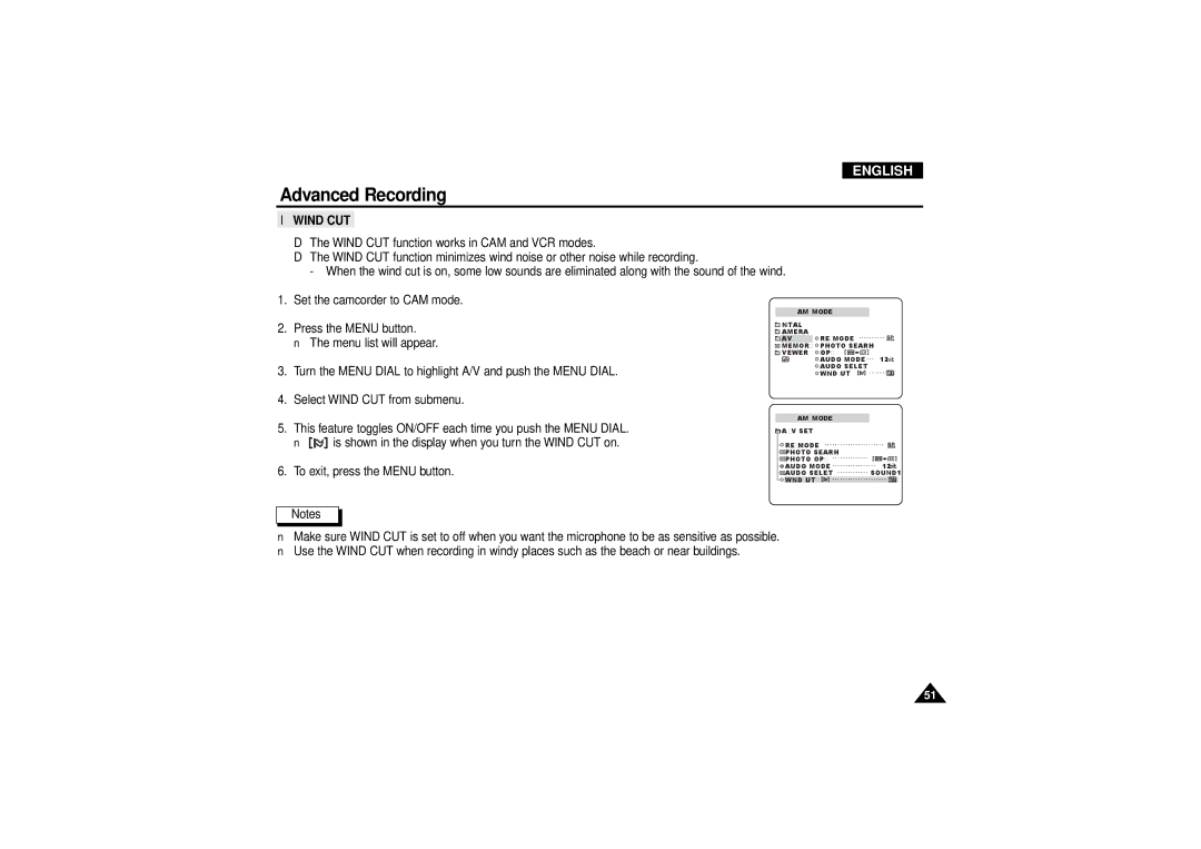 Samsung VP-D190MSI manual Wind CUT 