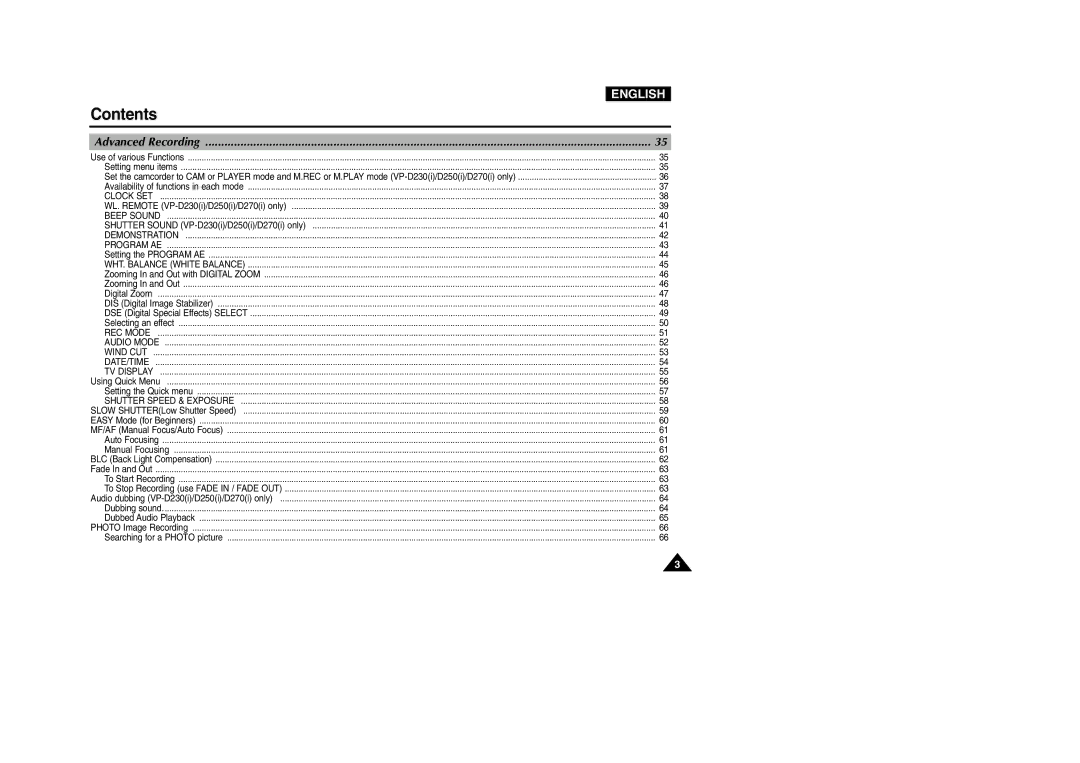 Samsung VP-D200 manual English 