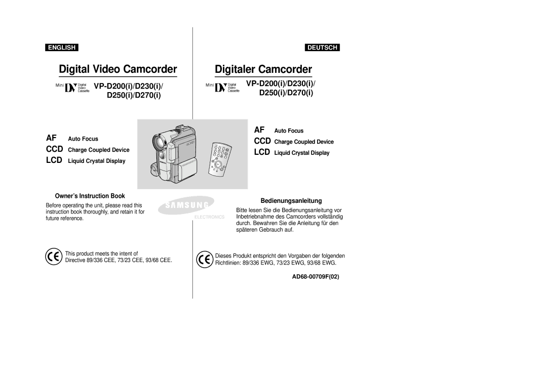 Samsung manual VP-D200i/D230i D250i/D270i, VP-D200i/D230i/ D250i/D270i 