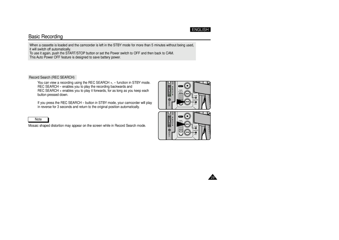 Samsung VP-D200(I) manual Record Search REC Search 