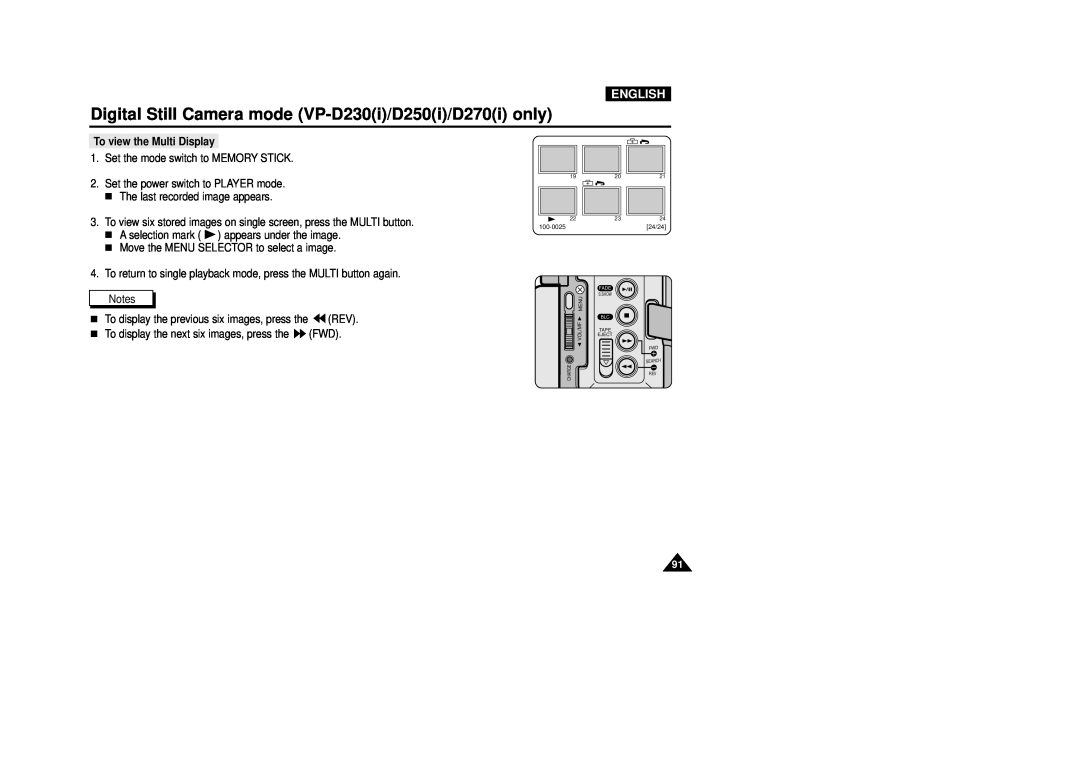 Samsung VP-D200(I) manual English, To view the Multi Display 