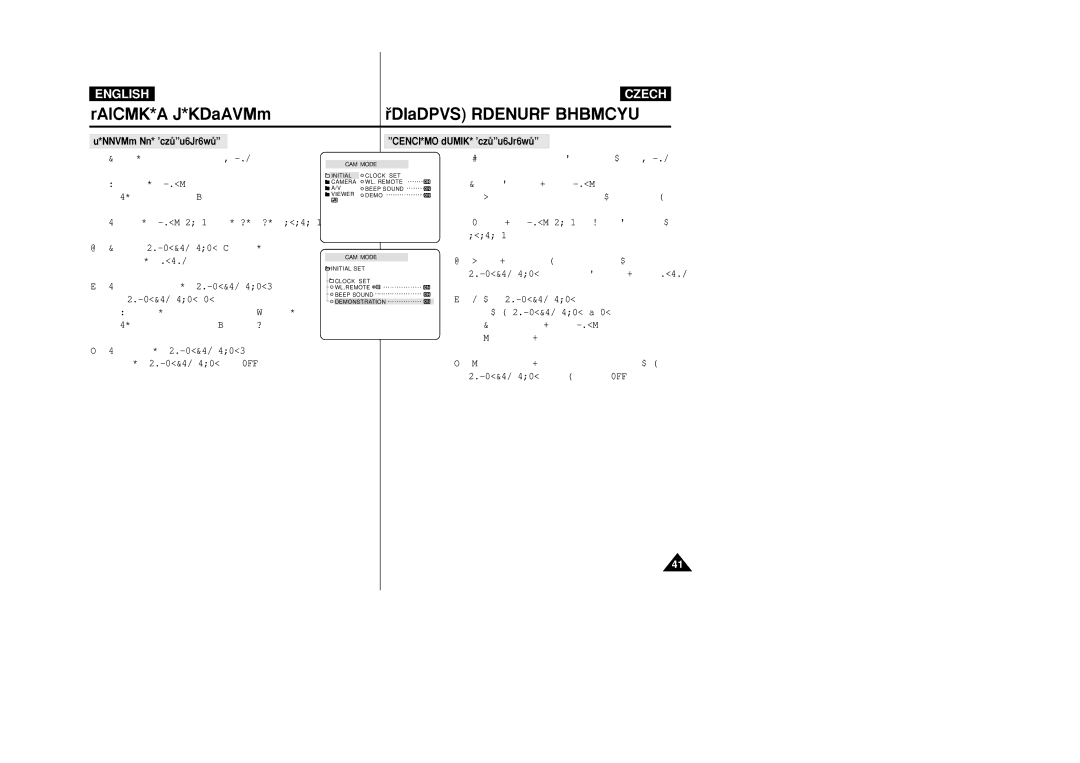 Samsung VP-D20i, VP-D21i manual Setting the Demonstration Nastavení funkce Demonstration, Initial 