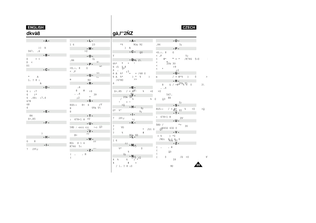 Samsung VP-D20i, VP-D21i manual Index REJST¤ÍK 