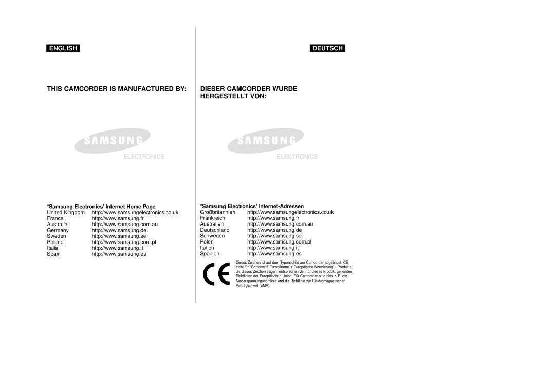 Samsung VP-D24i, VP-D23I manual Electronics 