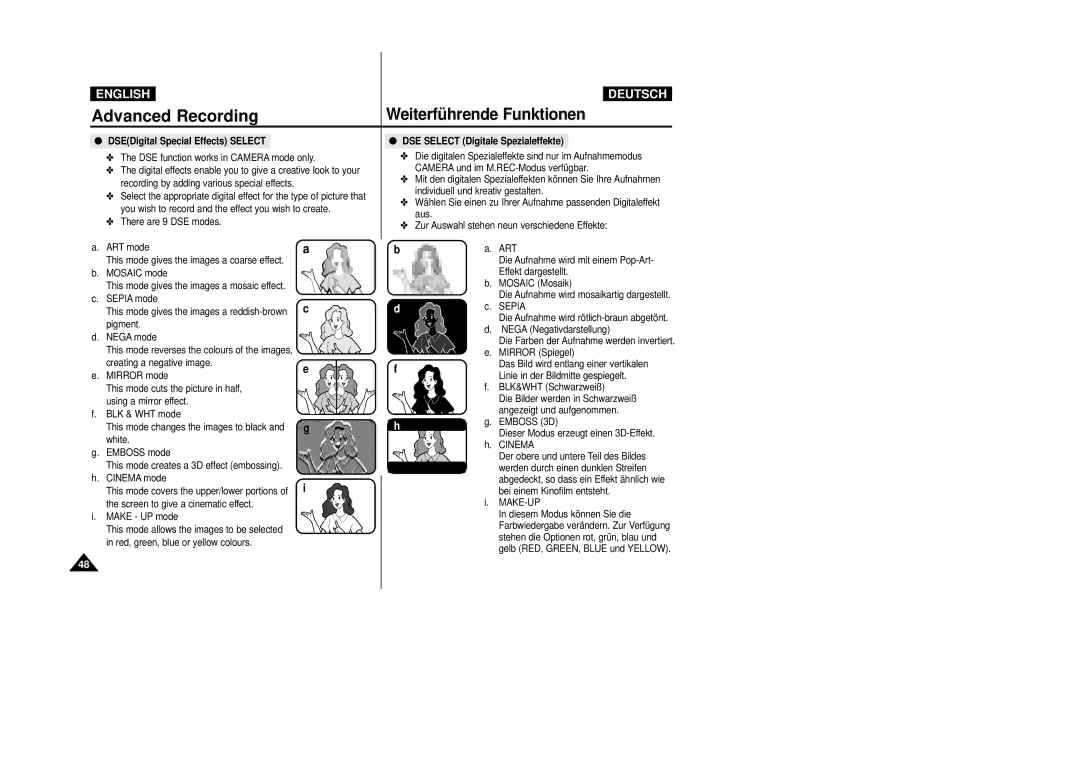 Samsung VP-D24i, VP-D23I manual Sepia, Make-Up 