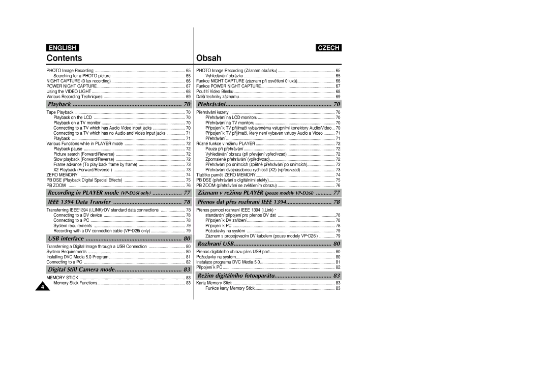 Samsung VP-D26i manual Digital Still Camera mode 