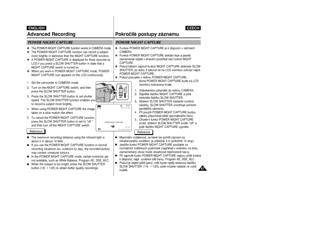 Samsung VP-D26i manual Power Night Capture 