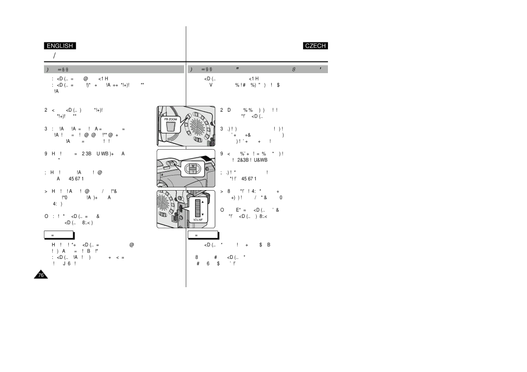 Samsung VP-D26i manual PB Zoom pﬁehrávání se zvût‰ením obrazu 