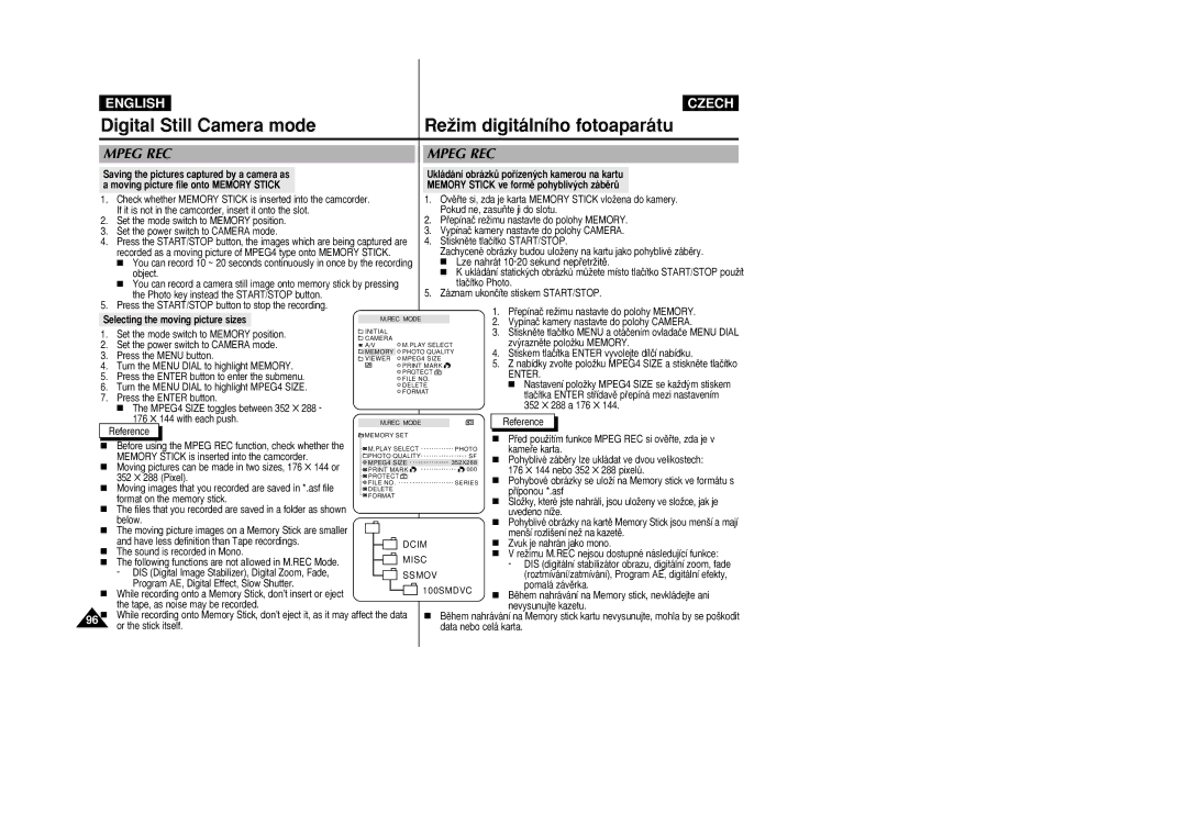 Samsung VP-D26i manual Mpeg REC 