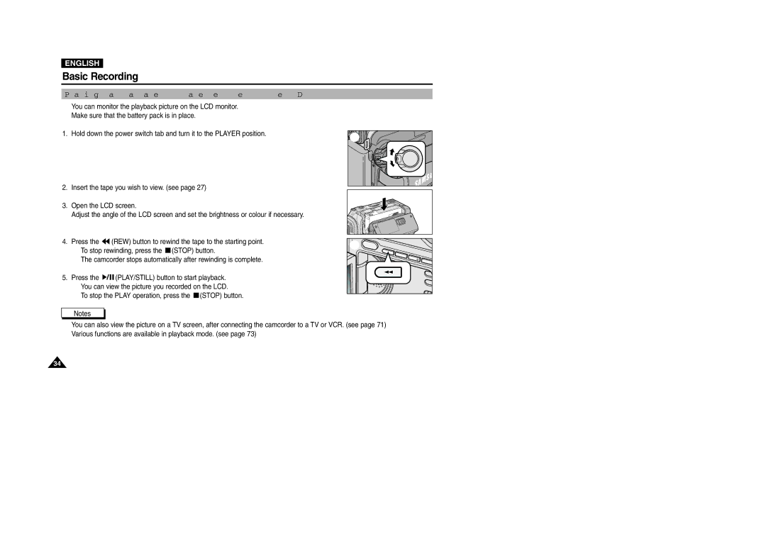 Samsung D307(i), VP-D301(i), D305(i), D303(i), D303D(i) manual Playing back a tape you have recorded on the LCD 