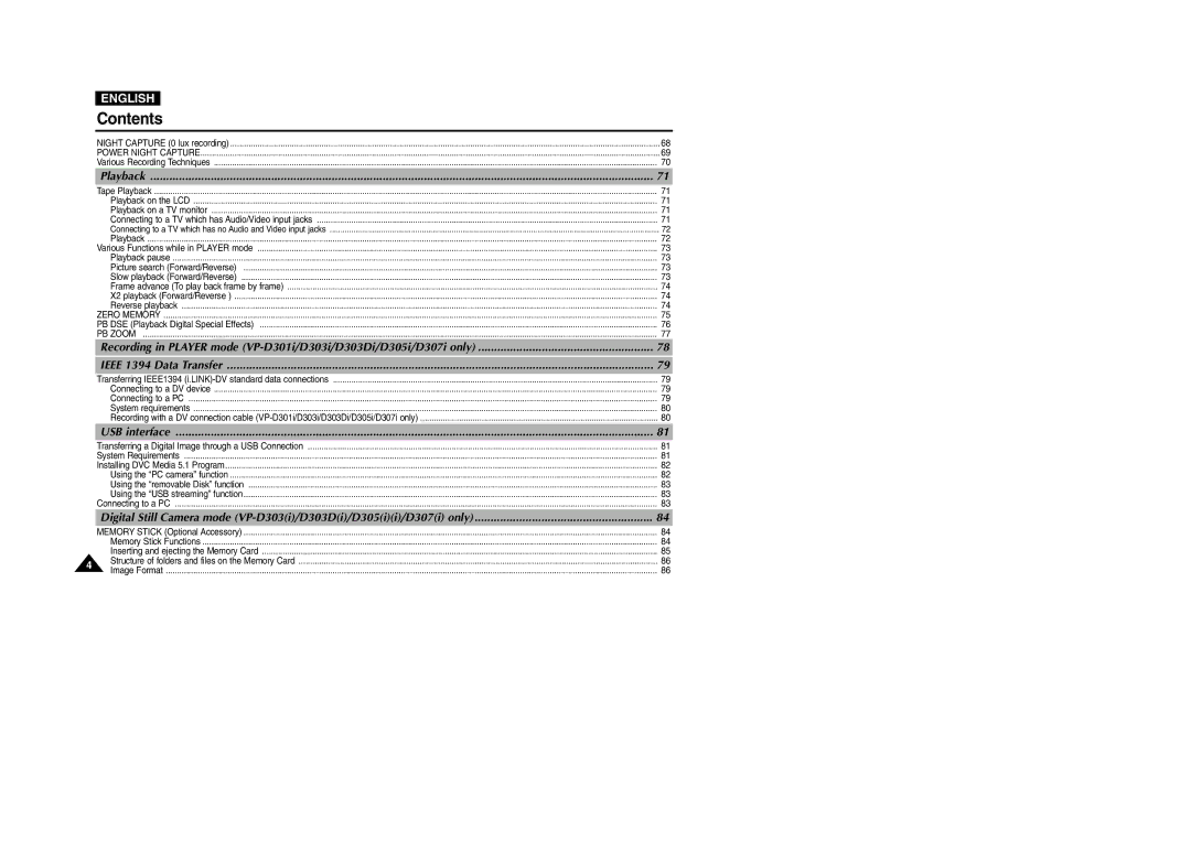 Samsung D307(i), VP-D301(i), D305(i), D303(i), D303D(i) manual Playback 