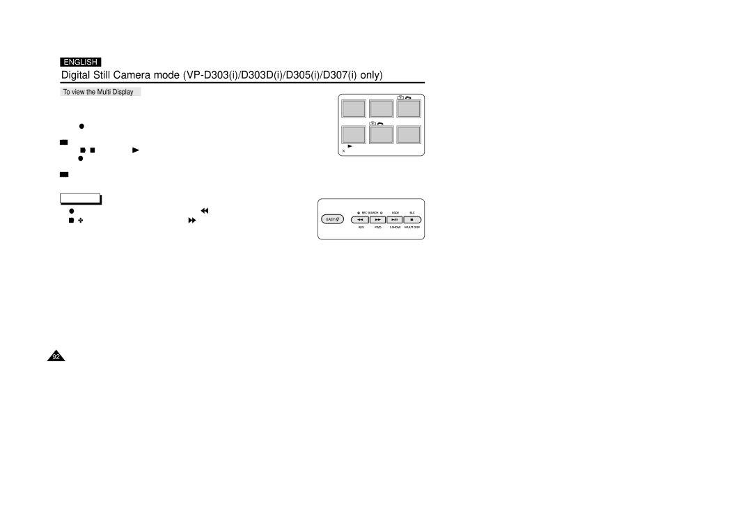 Samsung D303(i), VP-D301(i), D305(i), D303D(i), D307(i) manual To view the Multi Display 