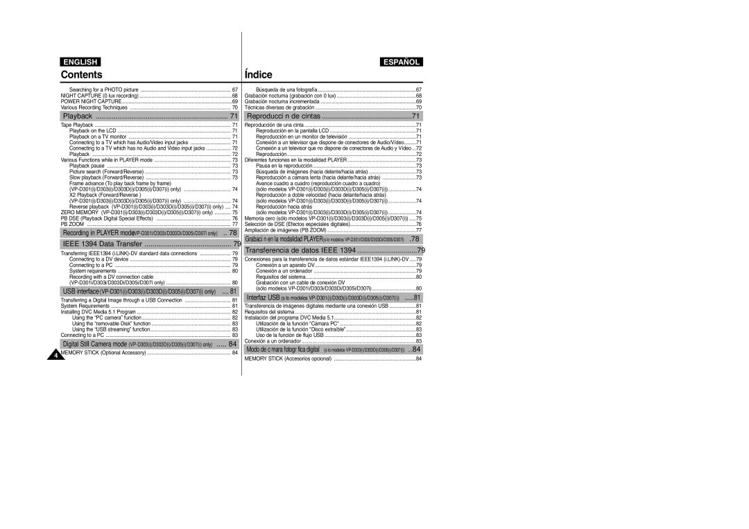 Samsung VP-D303D, VP-D307, VP-D305, VP-D300 manual Playback, PB Zoom 