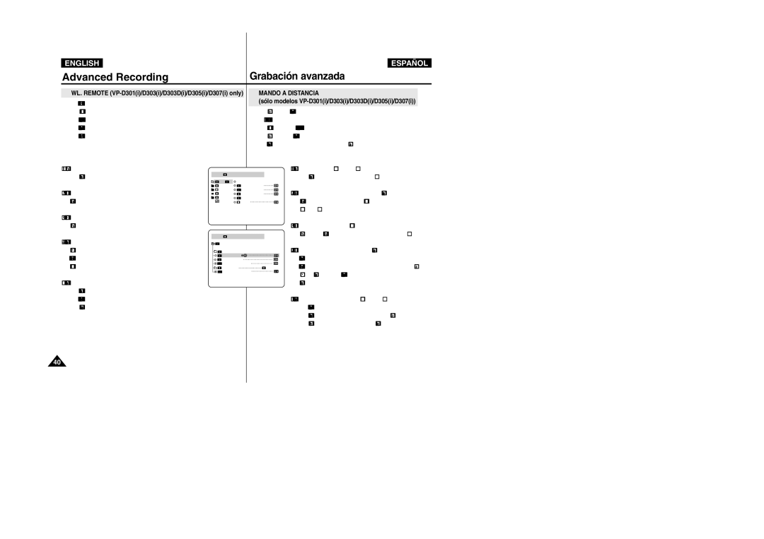 Samsung VP-D307, VP-D305, VP-D300, VP-D303D manual Mando a Distancia, Sólo modelos VP-D301i/D303i/D303Di/D305i/D307i 