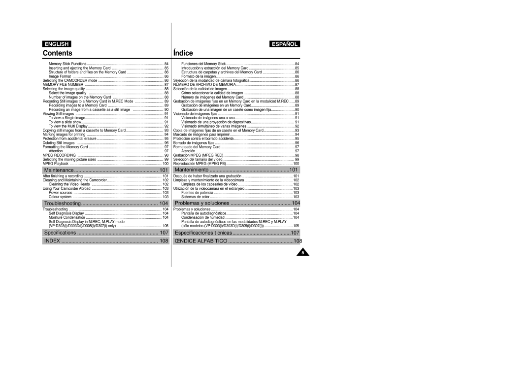 Samsung VP-D307, VP-D305, VP-D300, VP-D303D manual Maintenance, Troubleshooting 