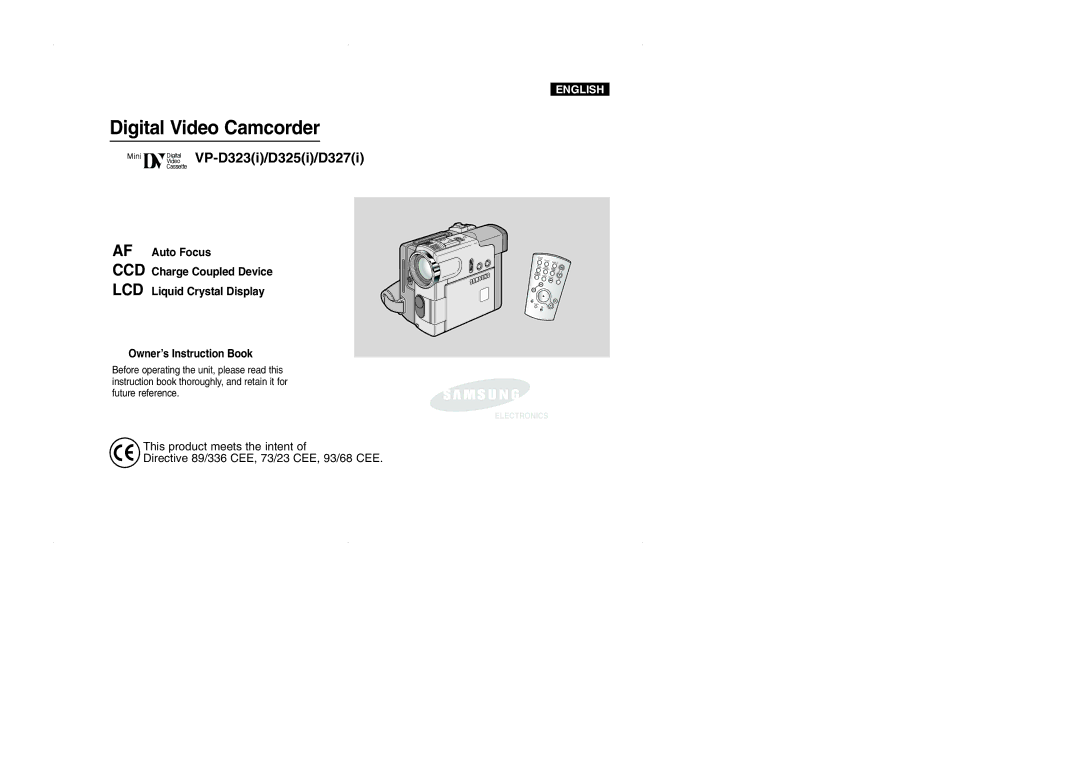 Samsung D327(i), VP-D323(i), D325(i) manual Digital Video Camcorder 