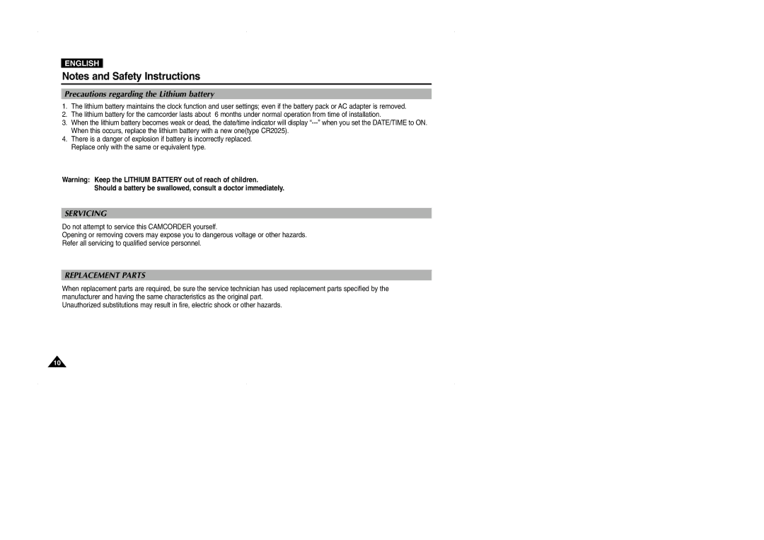 Samsung D327(i) Precautions regarding the Lithium battery, Should a battery be swallowed, consult a doctor immediately 