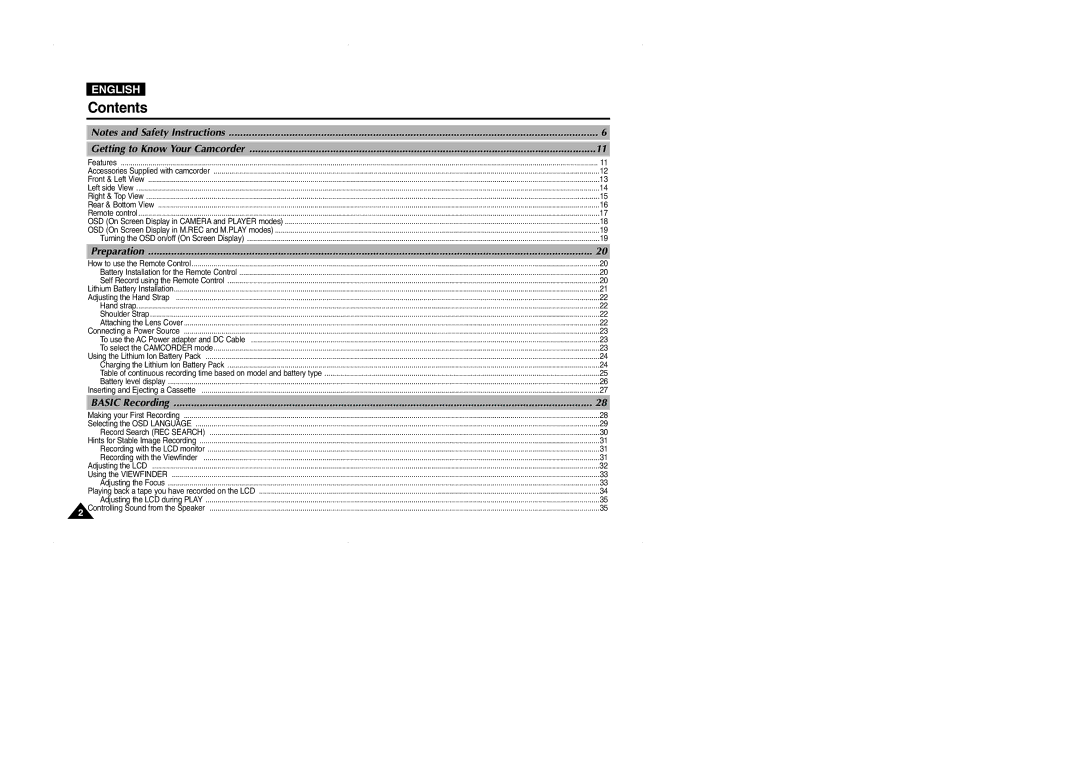 Samsung D325(i), VP-D323(i), D327(i) manual Contents 