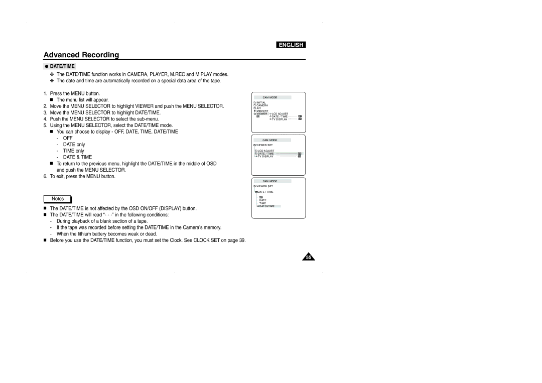 Samsung D327(i), VP-D323(i), D325(i) manual Off 