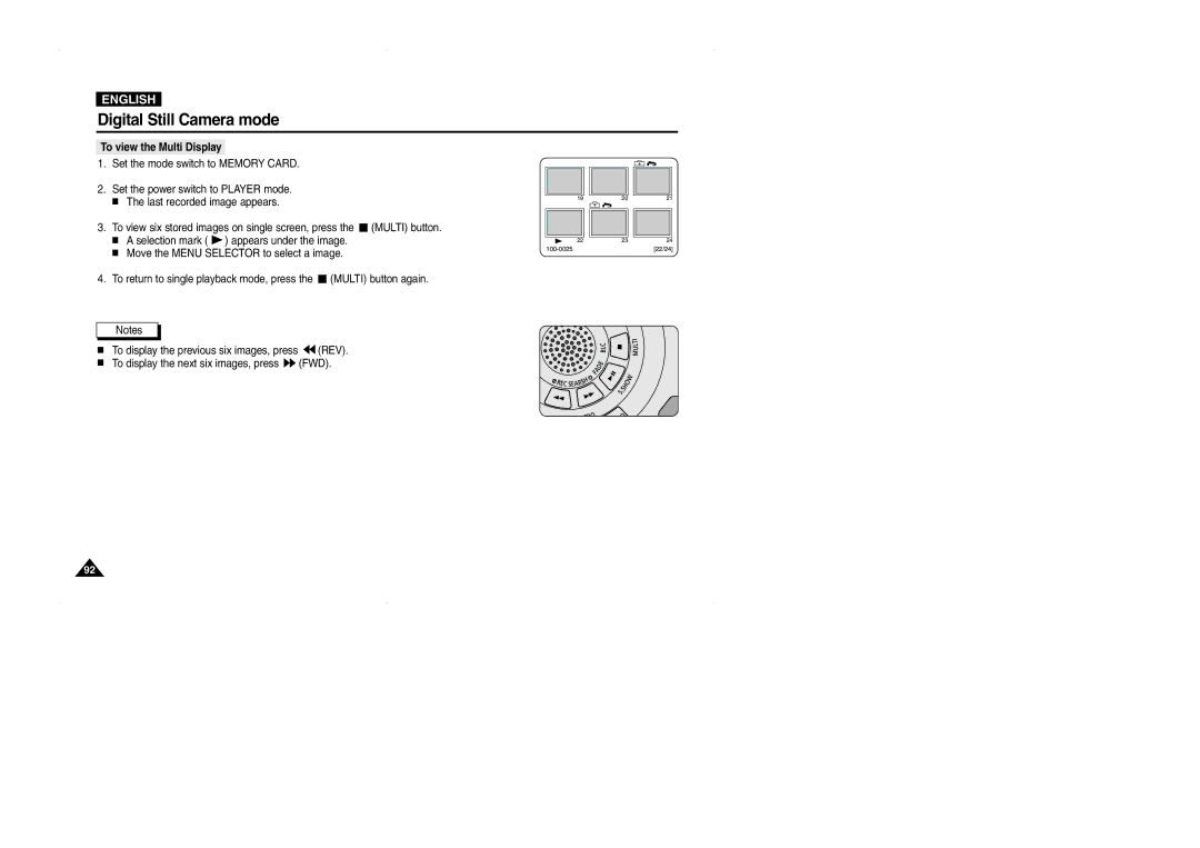 Samsung D325(i), VP-D323(i), D327(i) manual To view the Multi Display 