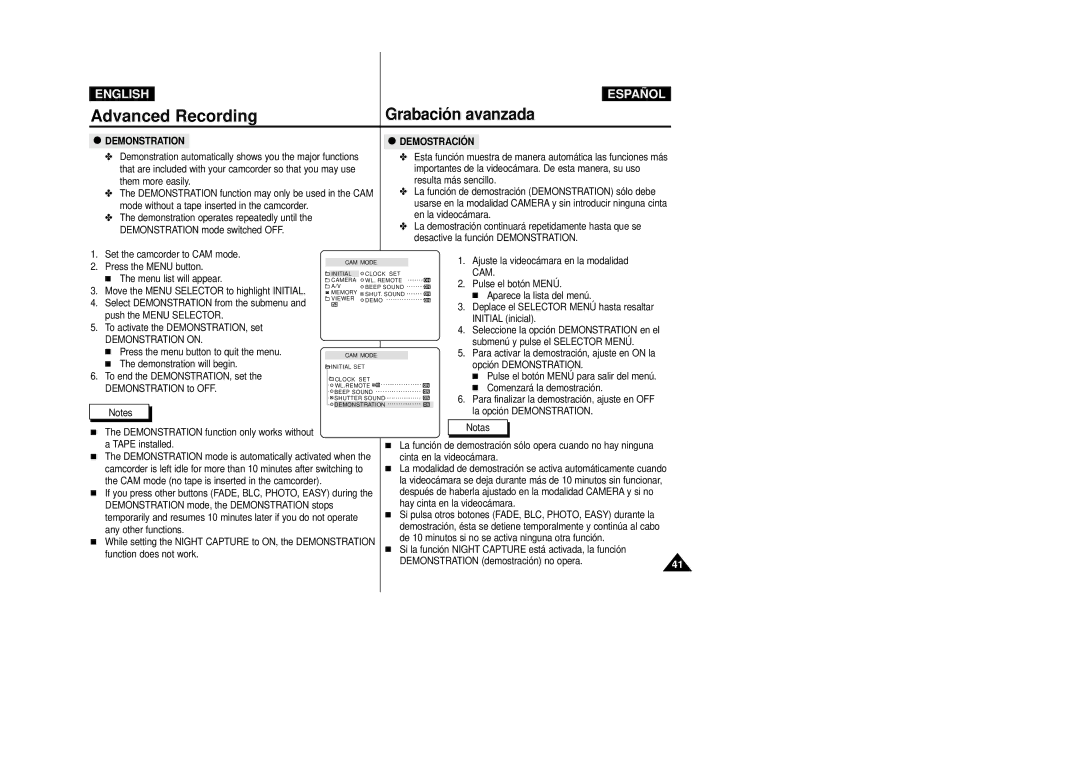 Samsung VP-D34(i), VP-D33(i), VP-D31(i), VP-D39(i), VP-D30(i) manual Demostración, Demonstration on 