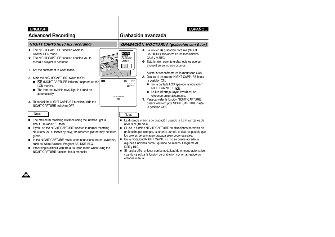 Samsung VP-D34(i), VP-D33(i), VP-D31(i), VP-D39(i), VP-D30(i) manual Night Capture 