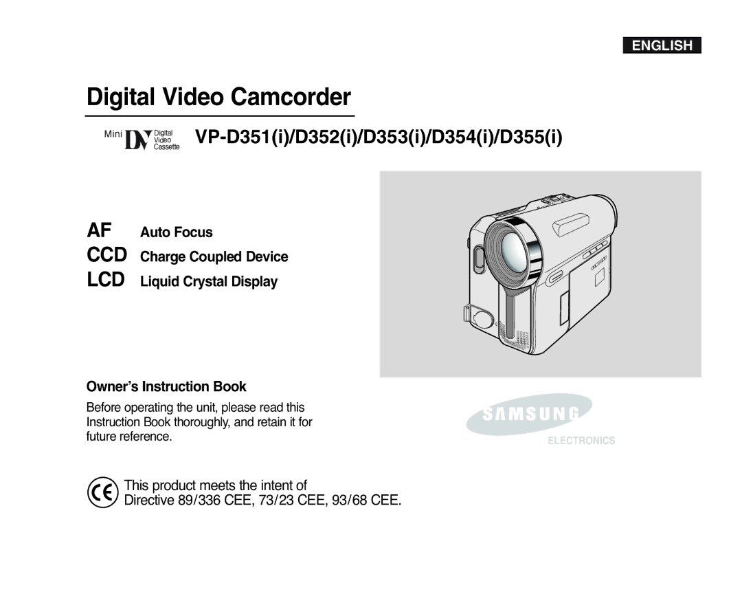 Samsung D353(i), VP-D351(i), D355(i) manual VP-D351i/D352i/D353i/D354i/D355i, Charge Coupled Device Liquid Crystal Display 