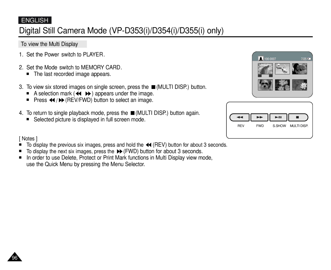 Samsung D353(i), VP-D351(i), D355(i), D352(i), D354(i) manual To view the Multi Display 