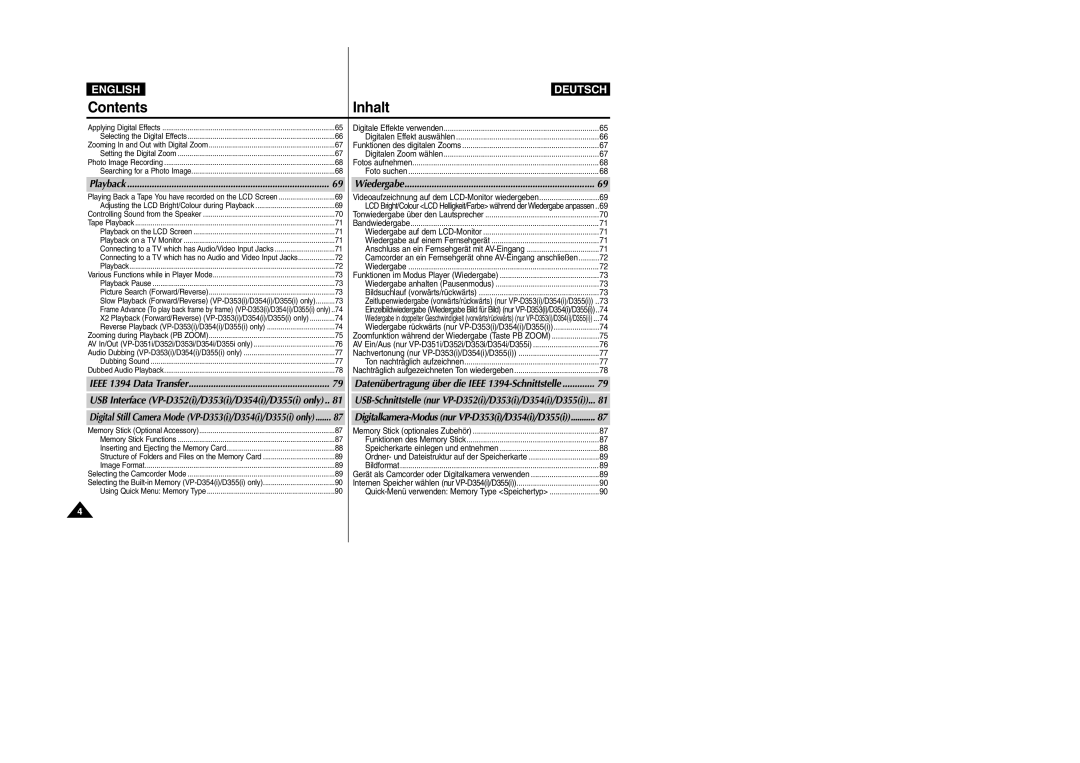 Samsung VP-D354(i), VP-D352(i) manual Selecting the Digital Effects, Setting the Digital Zoom, Searching for a Photo Image 