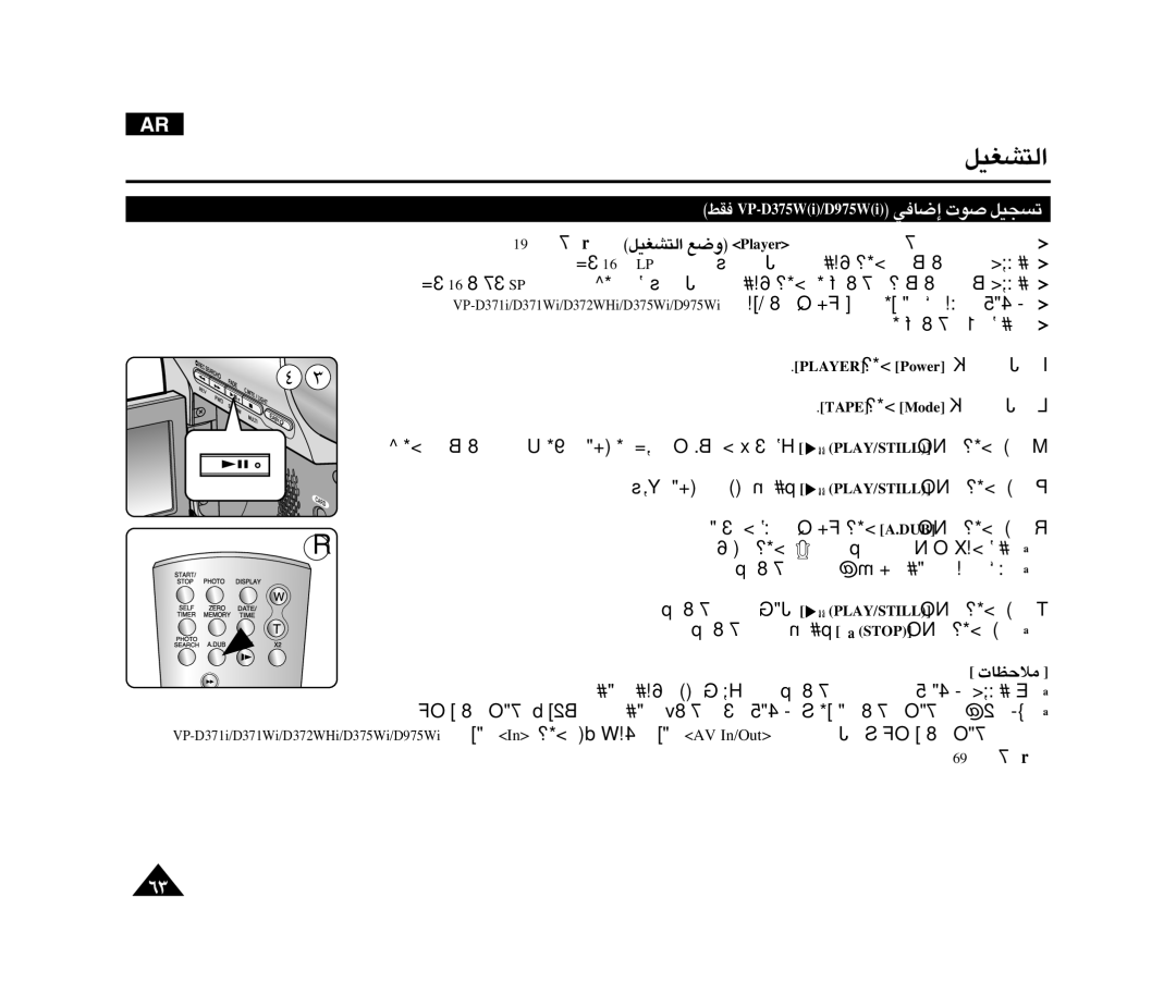 Samsung VP-D371WI/HAC, VP-D375WI/SAH, VP-D375WI/UMG, VP-D975WI/HAC, VP-D375W/KNT manual 96 BHW, BHW .≠Ij «∞∑AGOq Ël reyalP 