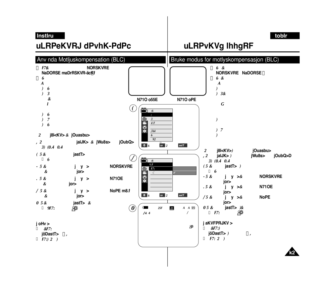 Samsung VP-D371W/XEE, VP-D371/XEE manual Använda Motljuskompensation BLC, BLC Off BLC On 