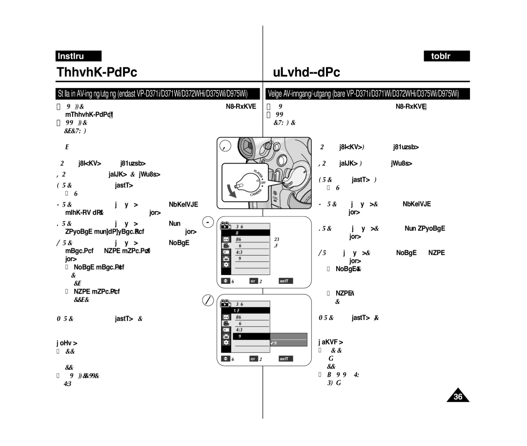 Samsung VP-D371W/XEE, VP-D371/XEE manual In/Out AV-in-/utgång och tryck sedan på OK, Obs 