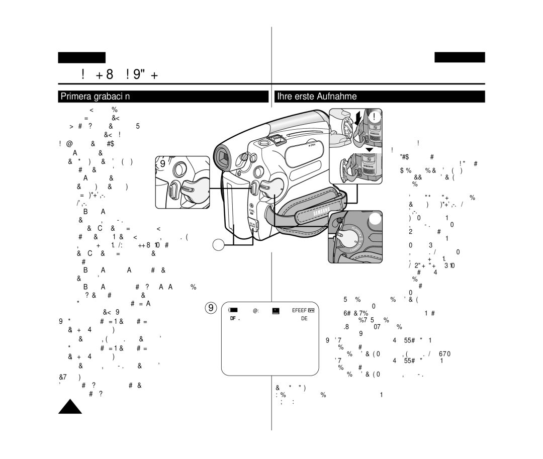 Samsung VP-D371/XEO, VP-D371/XEF, VP-D371/XEE, VP-D371W/XEO, VP-D371W/XEE manual Primera grabación Ihre erste Aufnahme 